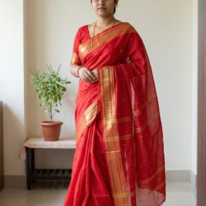Bengal cotton tangail saree with zari border handweave.